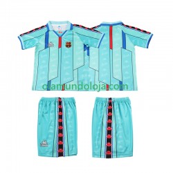 Camisola FC Barcelona 1996 1997 Retro Criança Equipamento Segundo Manga Curta